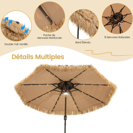 Slunečník tiki 270 cm, solární LED, naklápěcí
