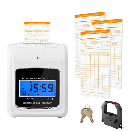 Time Card Punch Clock With Auto Alignment, 102 Cards, 6 Punches