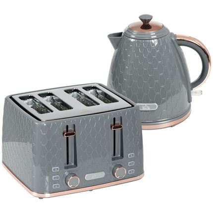 Set topinkovač a rychlovarná konvice, 1,7L, na 4 topinky, šedý plast