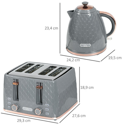 Set topinkovač a rychlovarná konvice, 1,7L, na 4 topinky, šedý plast
