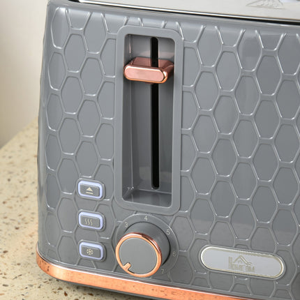 Set topinkovač a rychlovarná konvice, 1,7L, na 4 topinky, šedý plast