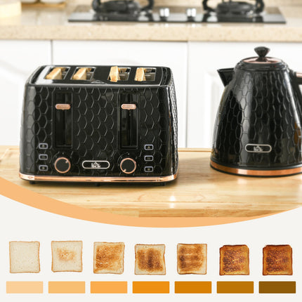 Set topinkovač a rychlovarná konvice, černý, 1,7L, na 4 topinky