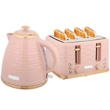 Toaster- und Wasserkocher-Set, 7 Bräunungsstufen, Rosa