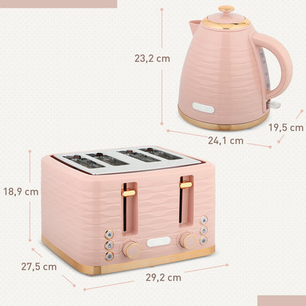Toaster- und Wasserkocher-Set, 7 Bräunungsstufen, Rosa