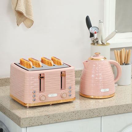 Toaster- und Wasserkocher-Set, 7 Bräunungsstufen, Rosa