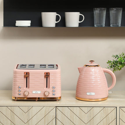 Toaster- und Wasserkocher-Set, 7 Bräunungsstufen, Rosa