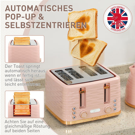 Toaster- und Wasserkocher-Set, 7 Bräunungsstufen, Rosa