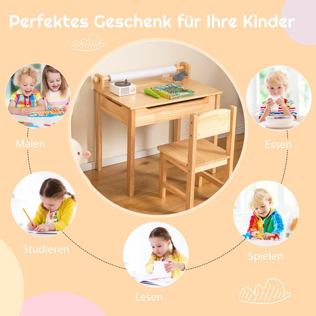 Kleinkind-Aktivitätstisch mit Stuhl und Papierrollenhalter