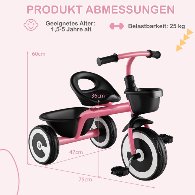 Dětské odrážedlo s nastavitelným sedlem, dva košíky, růžové