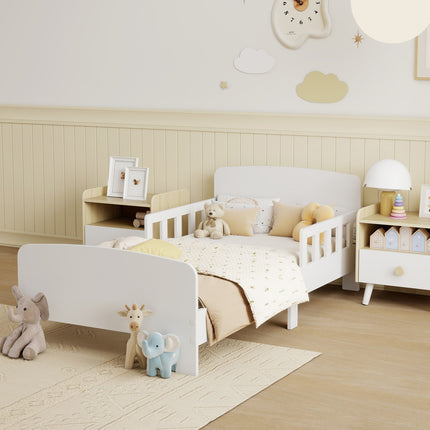 Toddler Bed with Safety Rails, MDF, Ages 3-8, White