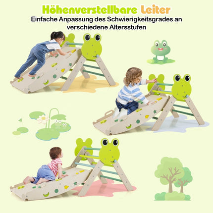 Dětská lezecká sestava se skluzavkou a rampou – zelená, 7 v 1
