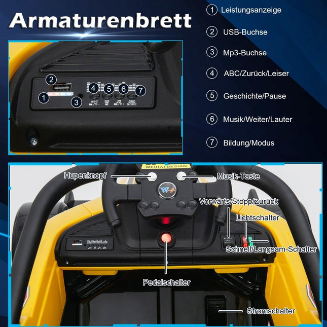 Dětské elektrické autíčko 12V závodní elektrické auto pro batolata s dálkovým ovládáním žluté