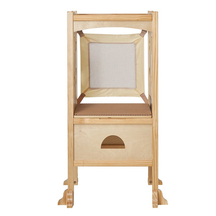 Toddler Learning Tower Stool, Foldable Solid Wood, 3-Height