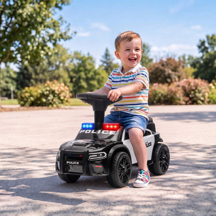 Toddler Police Ride-On Car with Music & Anti-Tip Design
