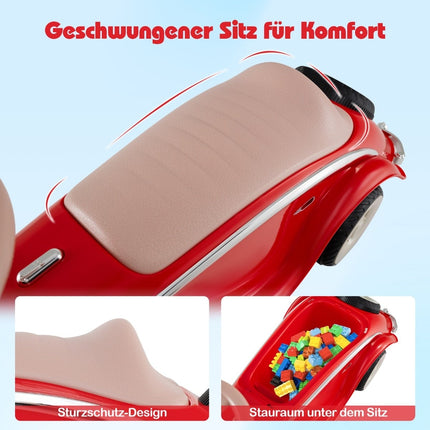 Toddler Ride-On Car with LED Lights and Horn, Red