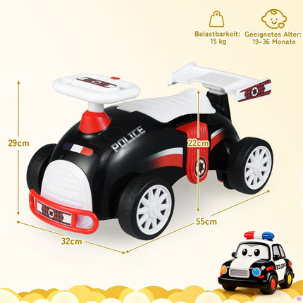 Toddler Ride-On Car with Music & Storage – Police Theme