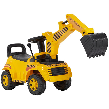 Toddler Ride-On Excavator Push Car, Helmet, Music, 55 lb