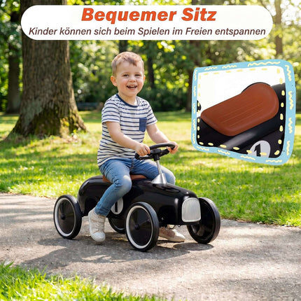 Toddler Ride-On Push Car, Black – Steel Frame, Anti-Slip Wheels