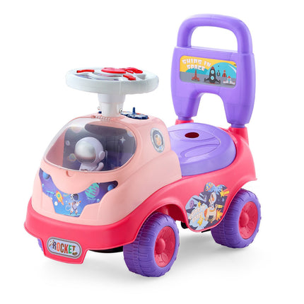 Toddler Ride-On Push Car, Horn Music, Storage, Pink