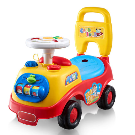 Toddler Ride-On Push Car, Music Steering, Under-Seat Storage