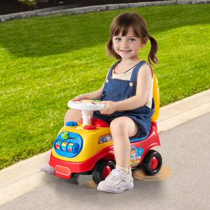 Toddler Ride-On Push Car, Music Steering, Under-Seat Storage