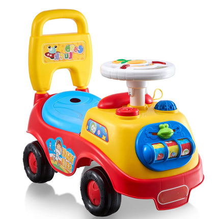 Toddler Ride-On Push Car, Music Steering, Under-Seat Storage