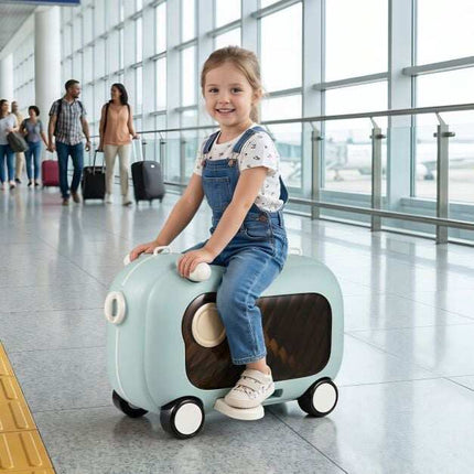 Toddler Ride-On Suitcase with Wheels, Blue, 25kg Capacity