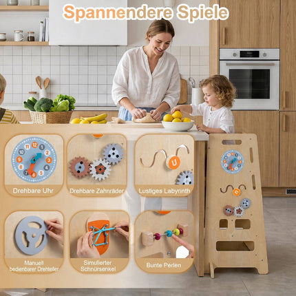 Toddler Standing Tower, Adjustable Height, Natural Wood