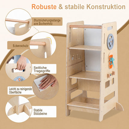 Toddler Standing Tower, Adjustable Height, Natural Wood