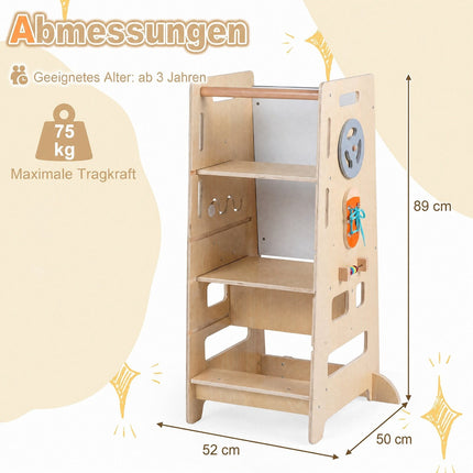 Toddler Standing Tower, Adjustable Height, Natural Wood