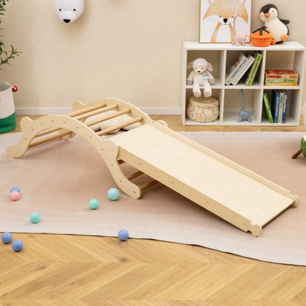 Dětský dřevěný lezecký oblouk, 3 v 1 rampa a podložka