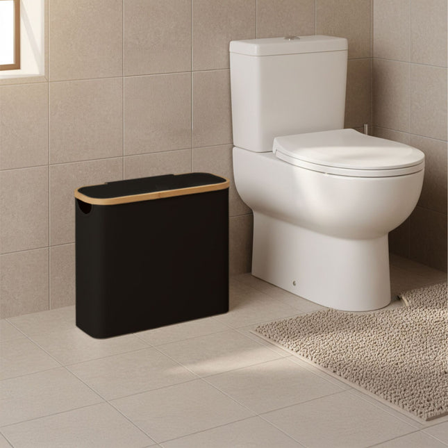 Toiletpapierhouder, van stof, geschikt voor 12 rollen.