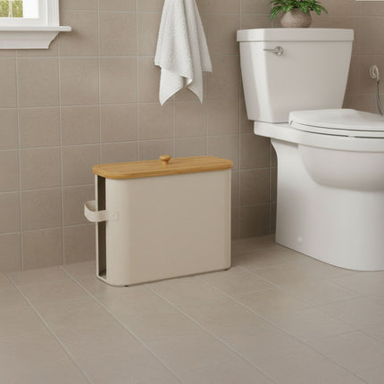 Toilet Paper Holder, Fabric with Bamboo Lid, 12 Rolls