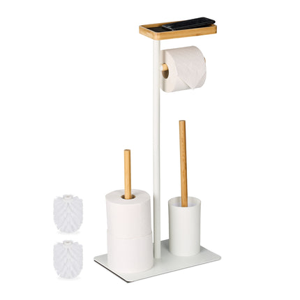 Toilet Roll Holder and Brush Set with Shelf