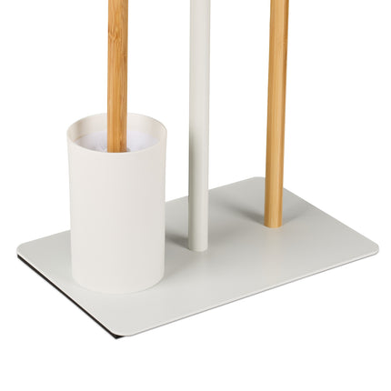 Toilet Roll Holder and Brush Set with Shelf