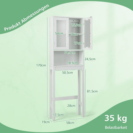Skříňka nad WC volně stojící koupelnová police nad WC 58 x 19 x 170 cm bílá