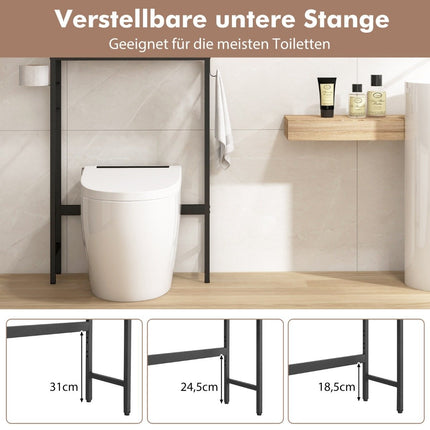 Skříňka nad WC volně stojící police nad WC se 2 dvířky a 2 háčky 63 x 23 x 165.5 cm bílá