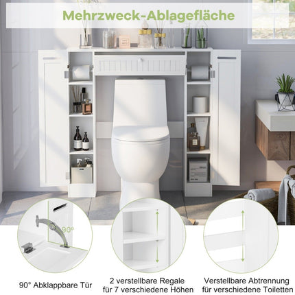 Skříňka nad WC s držákem toaletního papíru koupelnová nástavcová skříňka stojan k WC bílá