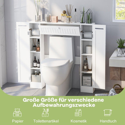 Skříňka nad WC s držákem toaletního papíru koupelnová nástavcová skříňka stojan k WC bílá