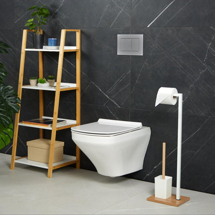 Toilet chair in bamboo and stainless steel