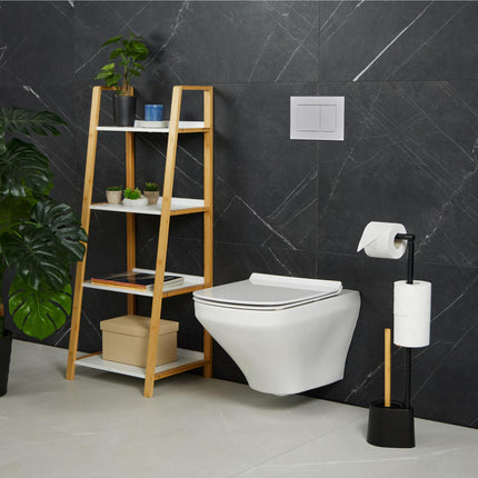 WC stojan z bambusu a nerezové oceli