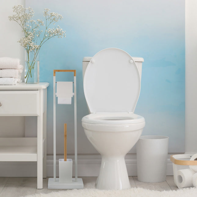 WC stojan z bambusu a nerezové oceli
