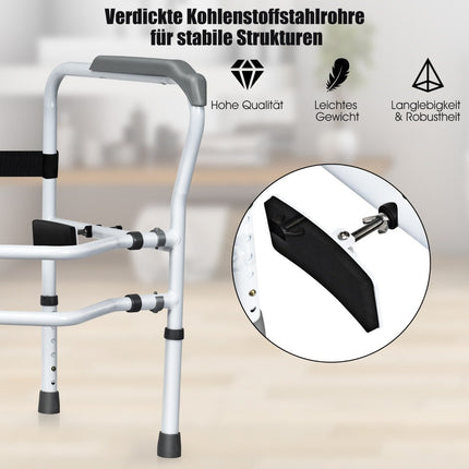 Toilet safety rail with adjustable height & width for seniors
