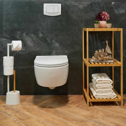 Toilet seat in bamboo and stainless steel