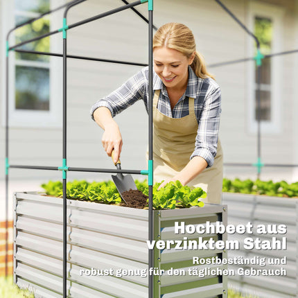 Tomato Greenhouse with Raised Bed, Roll-Up Door, 141x141x190 cm