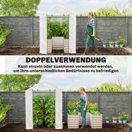 Tomato Greenhouse with Raised Bed, Roll-Up Door, 141x141x190 cm