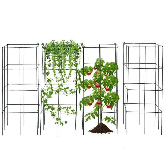 Sada opěrných klecí na rajčata, kovový rám, 100 cm, 4 ks
