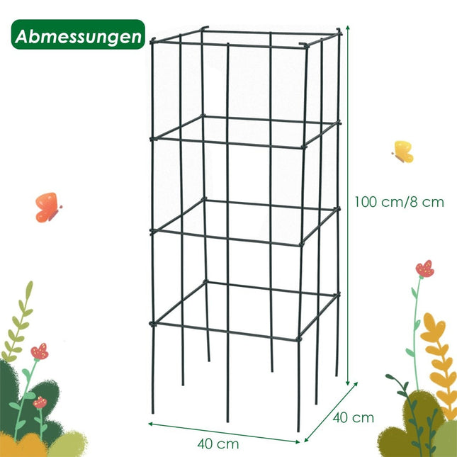 Sada opěrných klecí na rajčata, kovový rám, 100 cm, 4 ks
