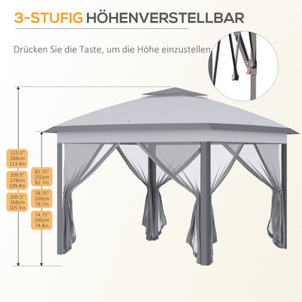 Pop-up zahradní altán stan 3x3m, dvojitá střecha, moskytiéra