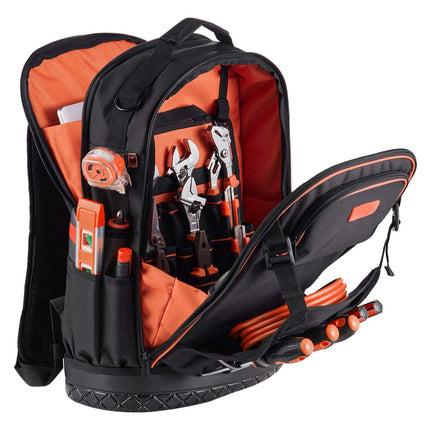 Tool Backpack, 65 Pockets, Laptop Compartment, Molded Base